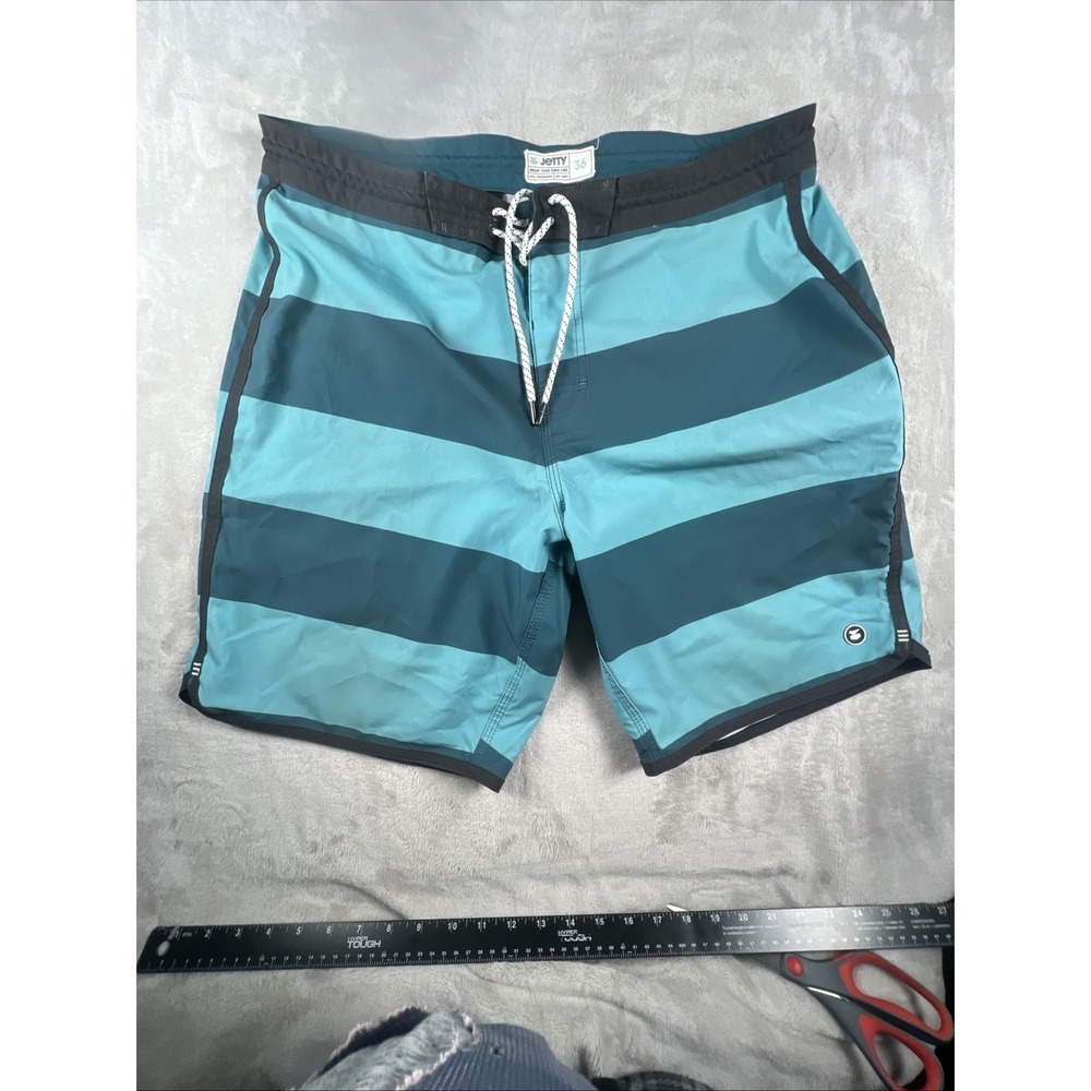 Jetty Men's Size 36 Performance Boardshort‎ Swim Trunks Surf Shorts ~Green/Aqua~